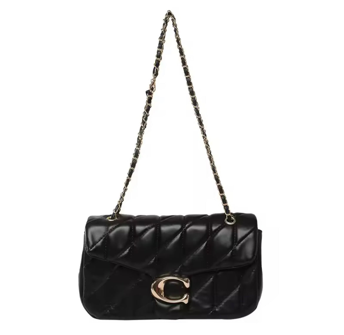 Leather Quilt Purse Black