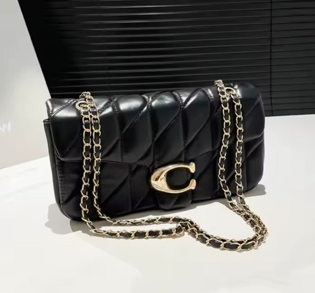 Leather Quilt Purse Black