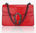 Leather Shoulder Bag Chain Purse for Women - Fashion Crossbody Bags Vintage Snake Print Underarm Bag Square Satchel Handbag